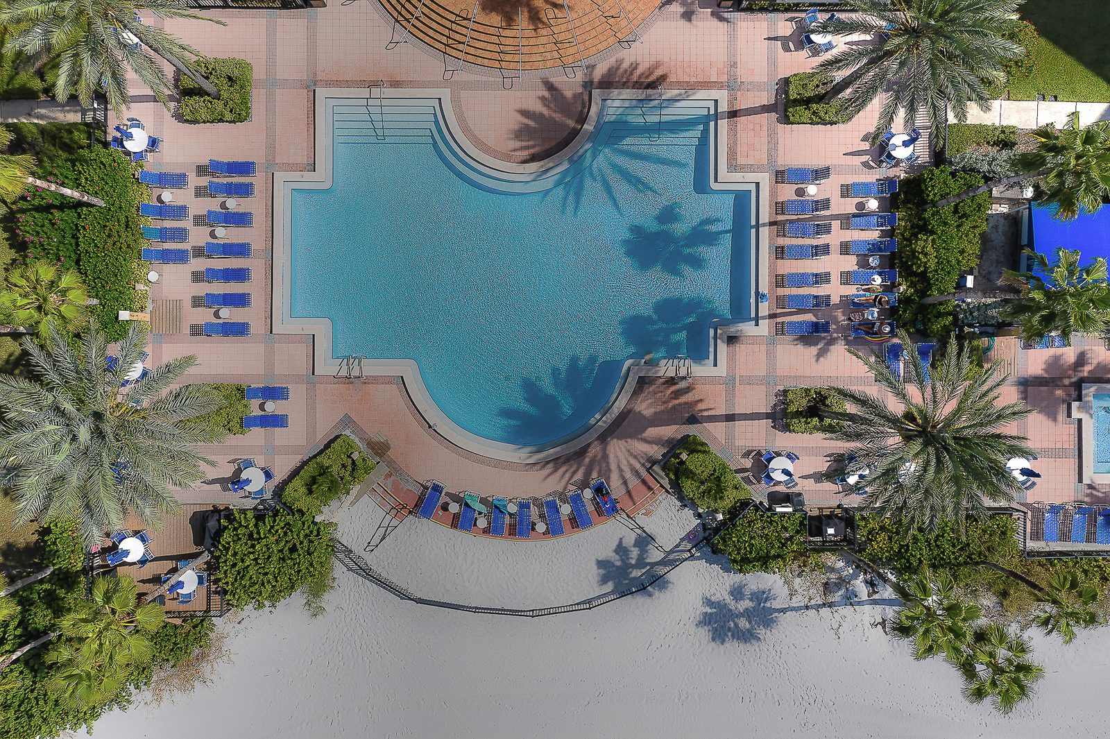 Aerial of the Tides Beach Club compound and beach