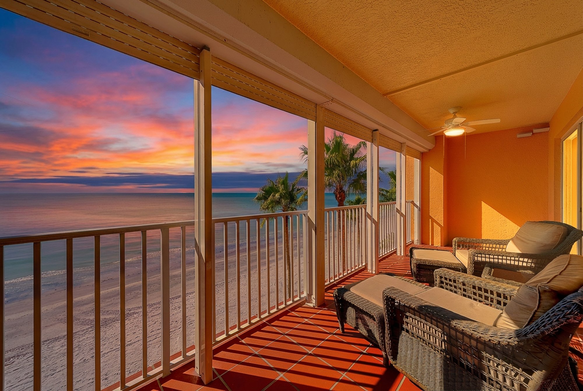 Sunset from the Unit 565 private balcony at the Tides Beach Club, North Redington Beach